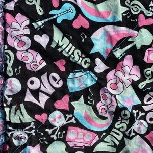 Rag Quilt - Teen Music Lover Three Layer Flannel Throw featuring Music motifs